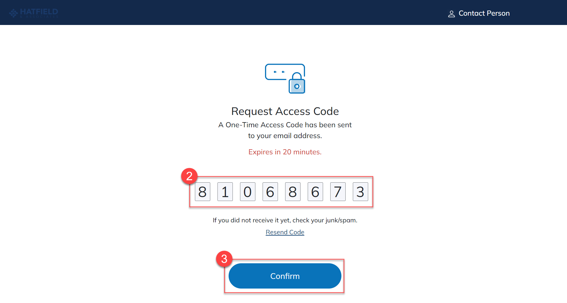 Confirm access code.png